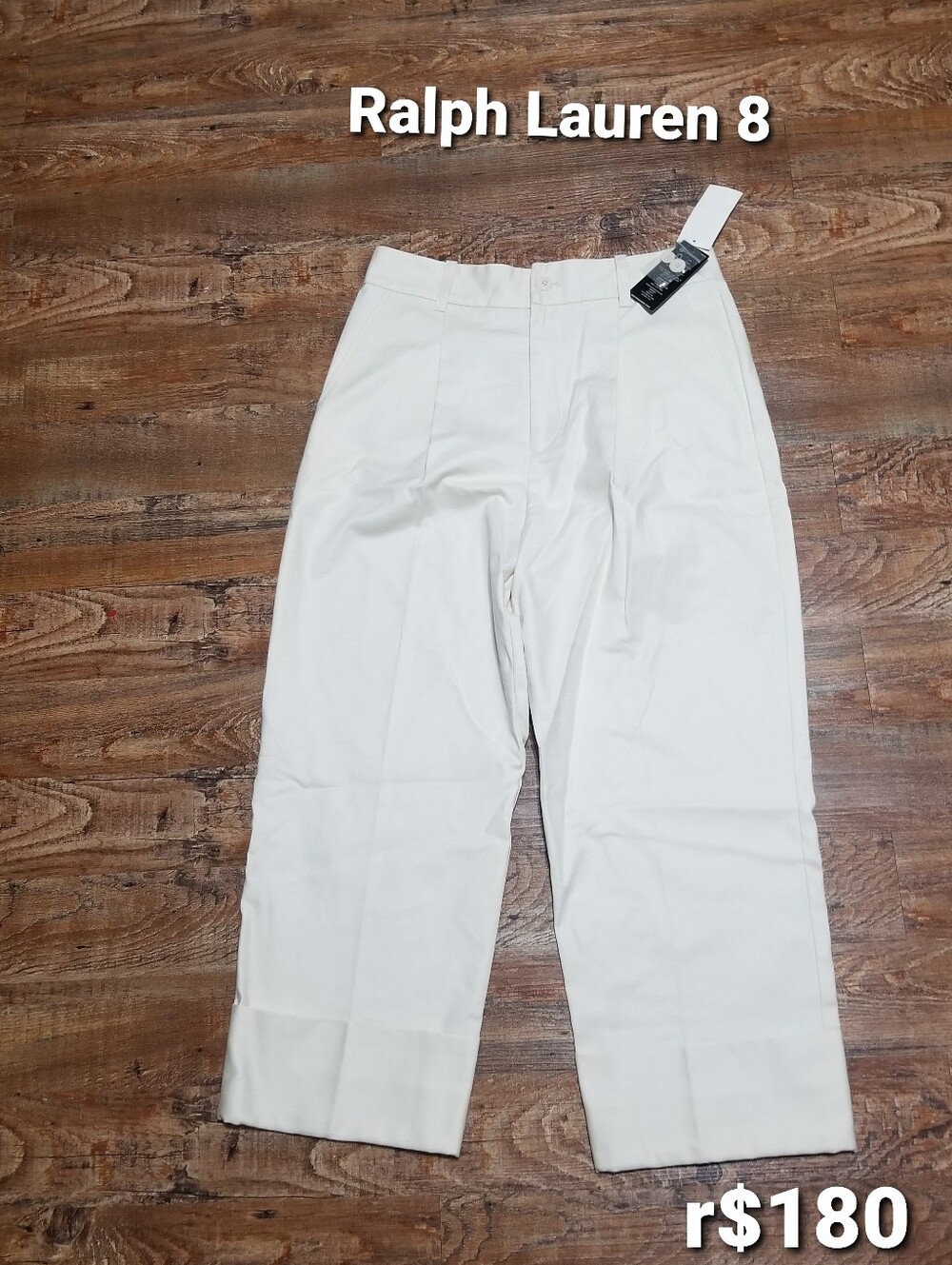 Ralph Lauren 8 Cream Pleated Pants Cropped Nwtag